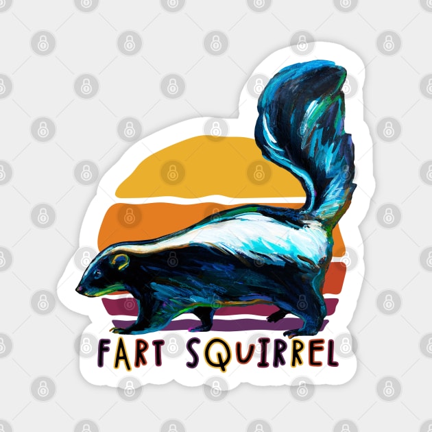 Funny Skunk Fart Squirrel by Robert Phelps Sticker by RobertPhelpsArt